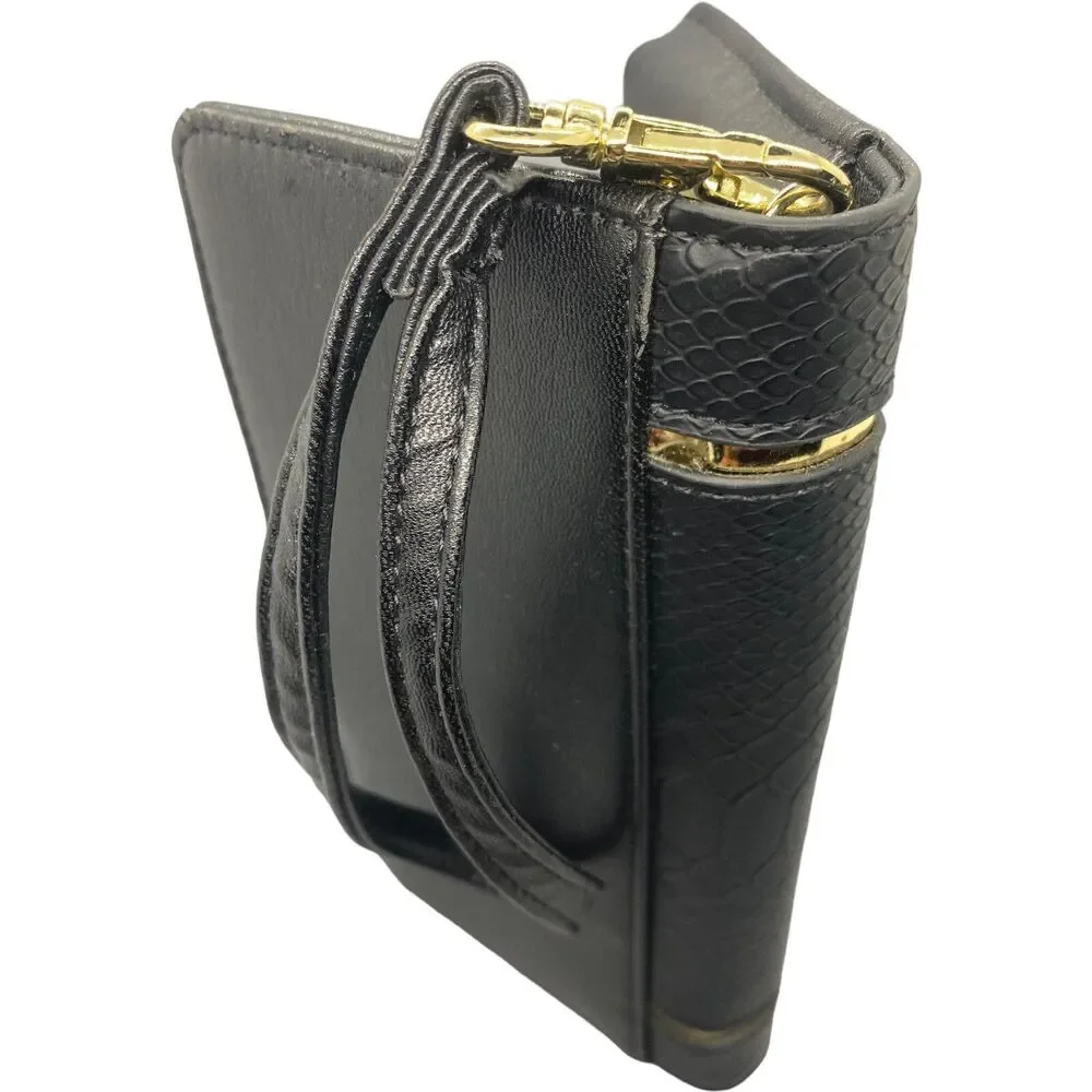 Guess USA Women's Black Snake Wristlet Wallet Sleek Classy EUC